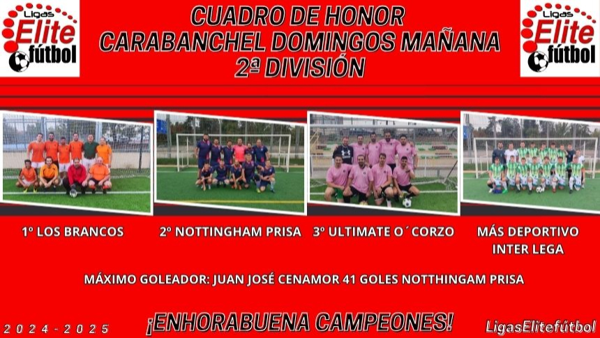 CUADRO DE HONOR. CARABANCHEL DOMINGO MAÑANA 2ª DIVISIÓN